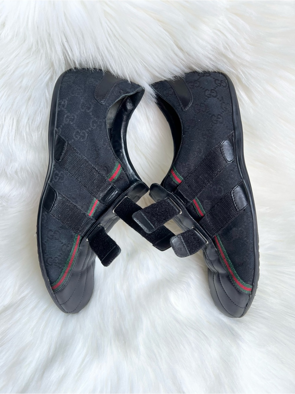 Vintage GUCCI Men's Shoes Sz 9.5 G Black GG Monogram Designer Sneakers Italy - Picture 14 of 17